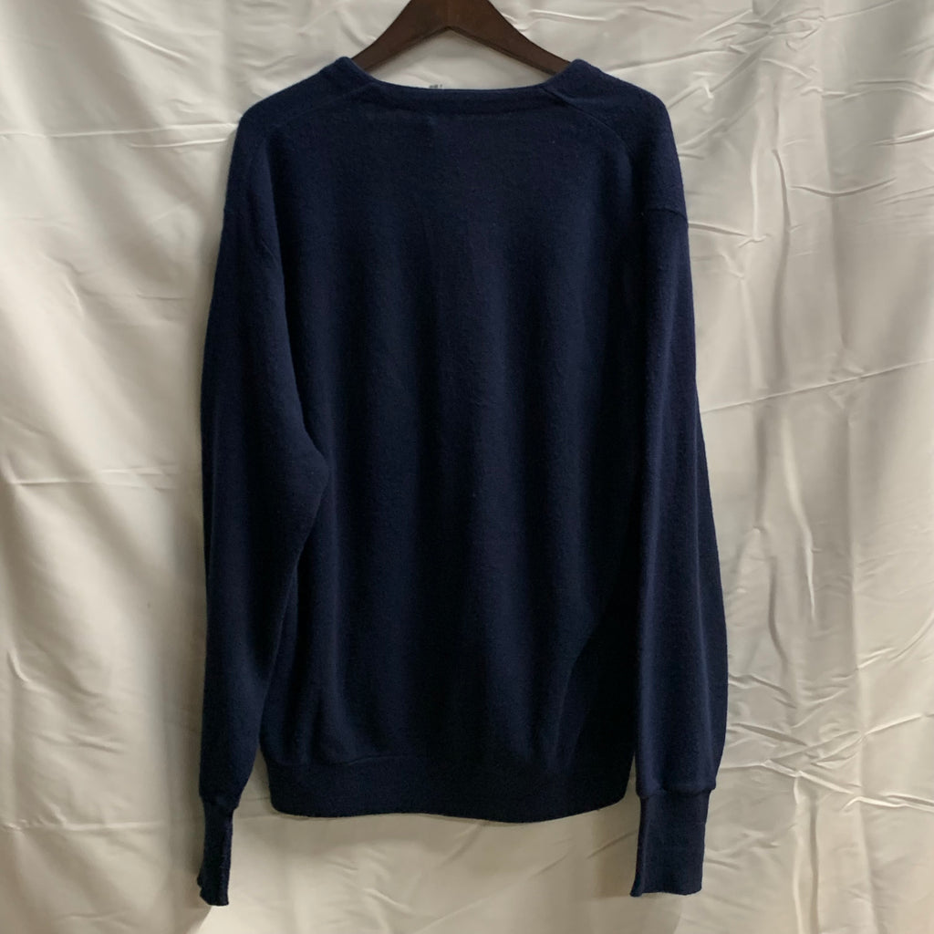【中古】【古着】IZOD ロゴ カーディガン ネイビー Lサイズ