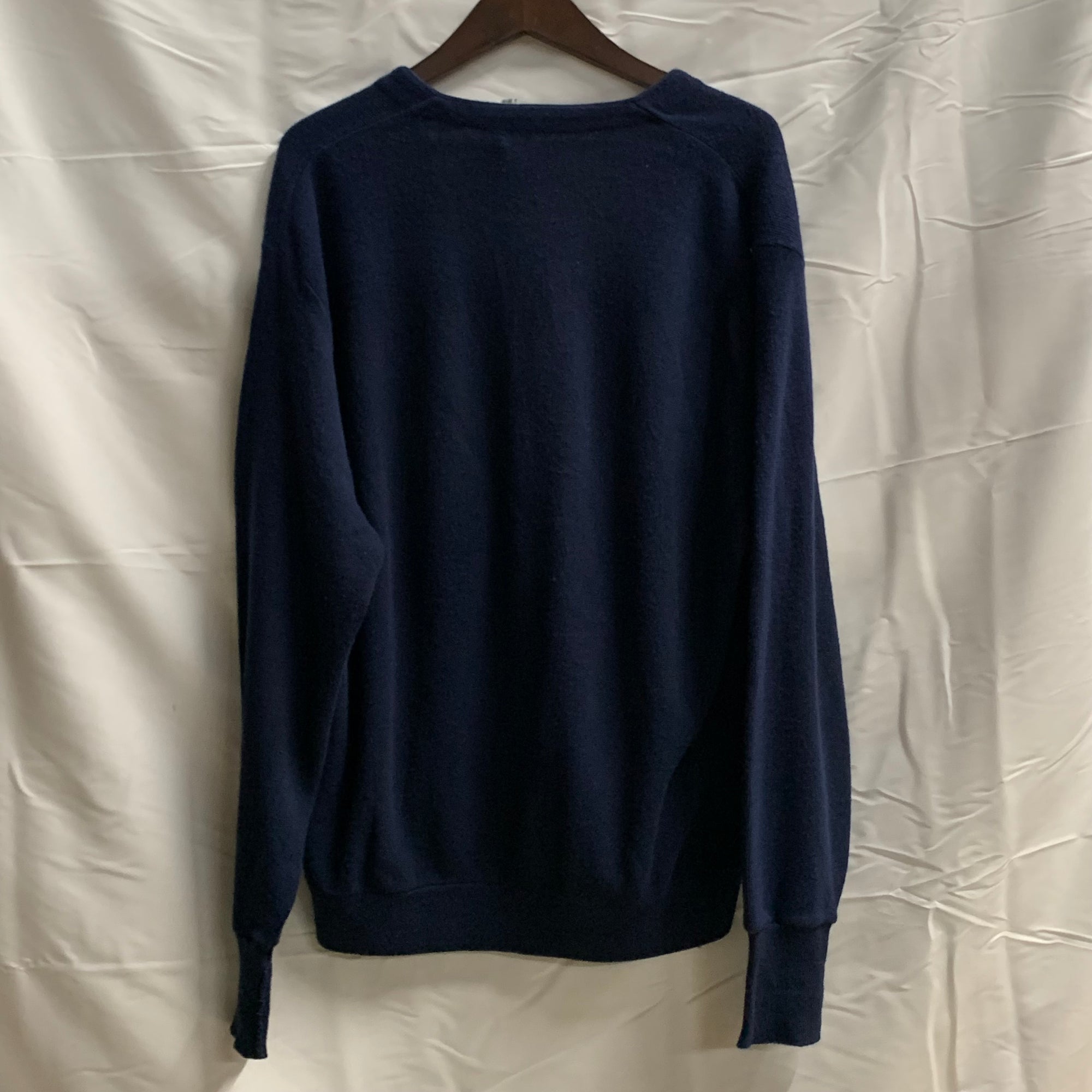 【中古】【古着】IZOD ロゴ カーディガン ネイビー Lサイズ