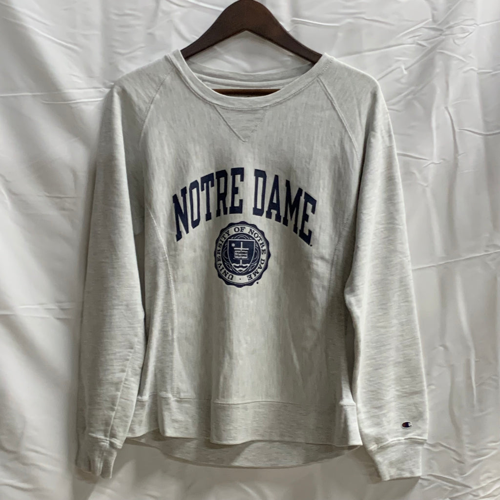 【中古】【古着】Champion プリント スウェットトレーナー グレー