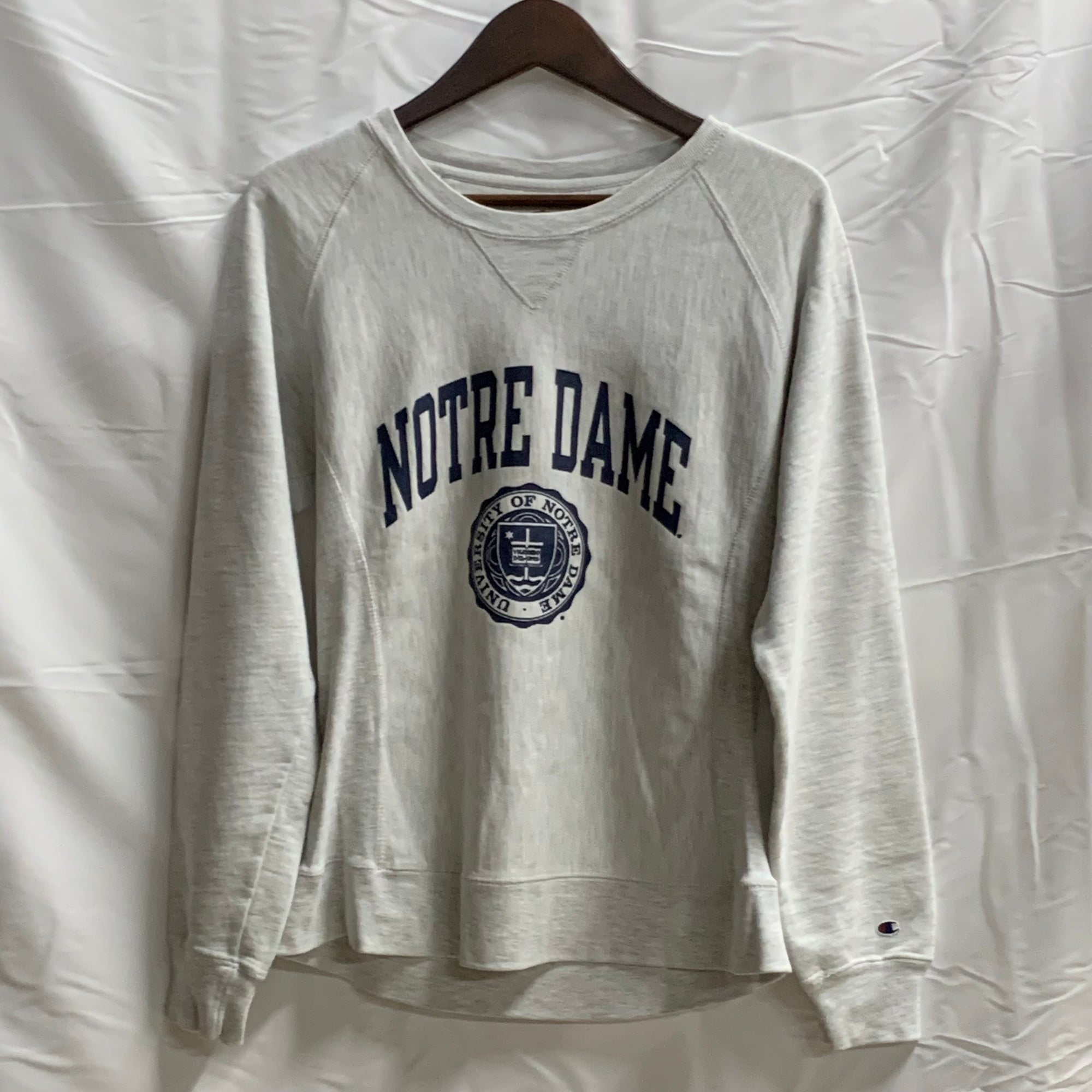 【中古】【古着】Champion プリント スウェットトレーナー グレー