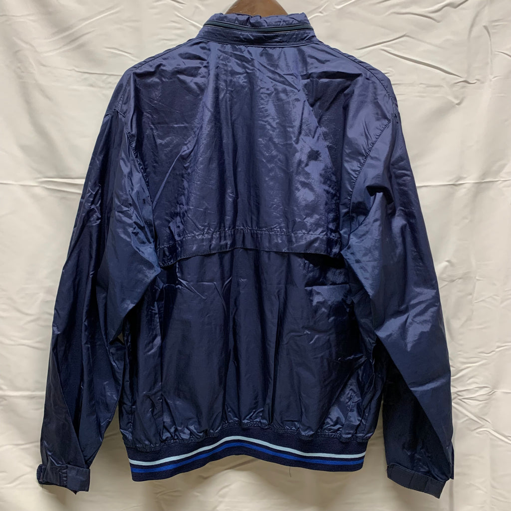 【中古】【古着】SPORTS WERA ロゴ ナイロンフルジップジャケット ネイビー XLサイズ