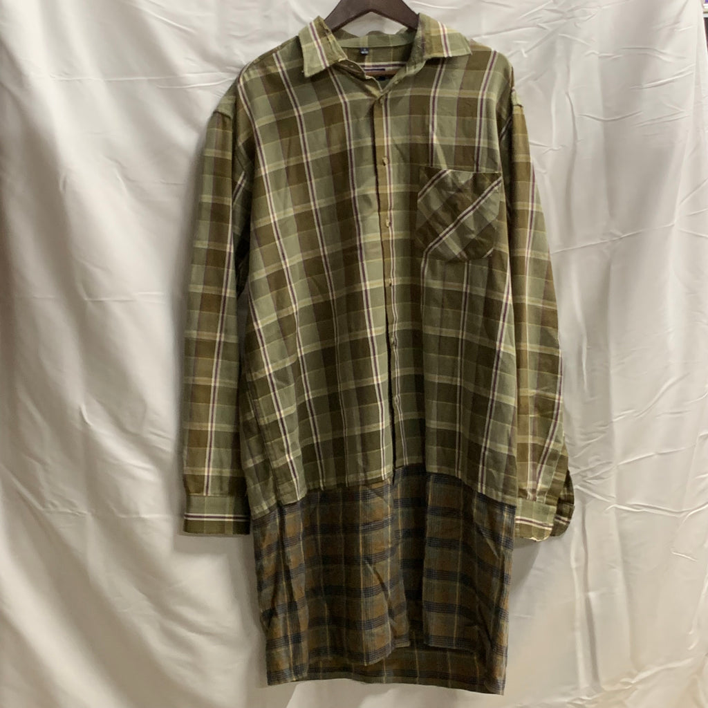 【中古】【古着】BARBE BLEUE チェック ライトジャケット オリーブ×パープル