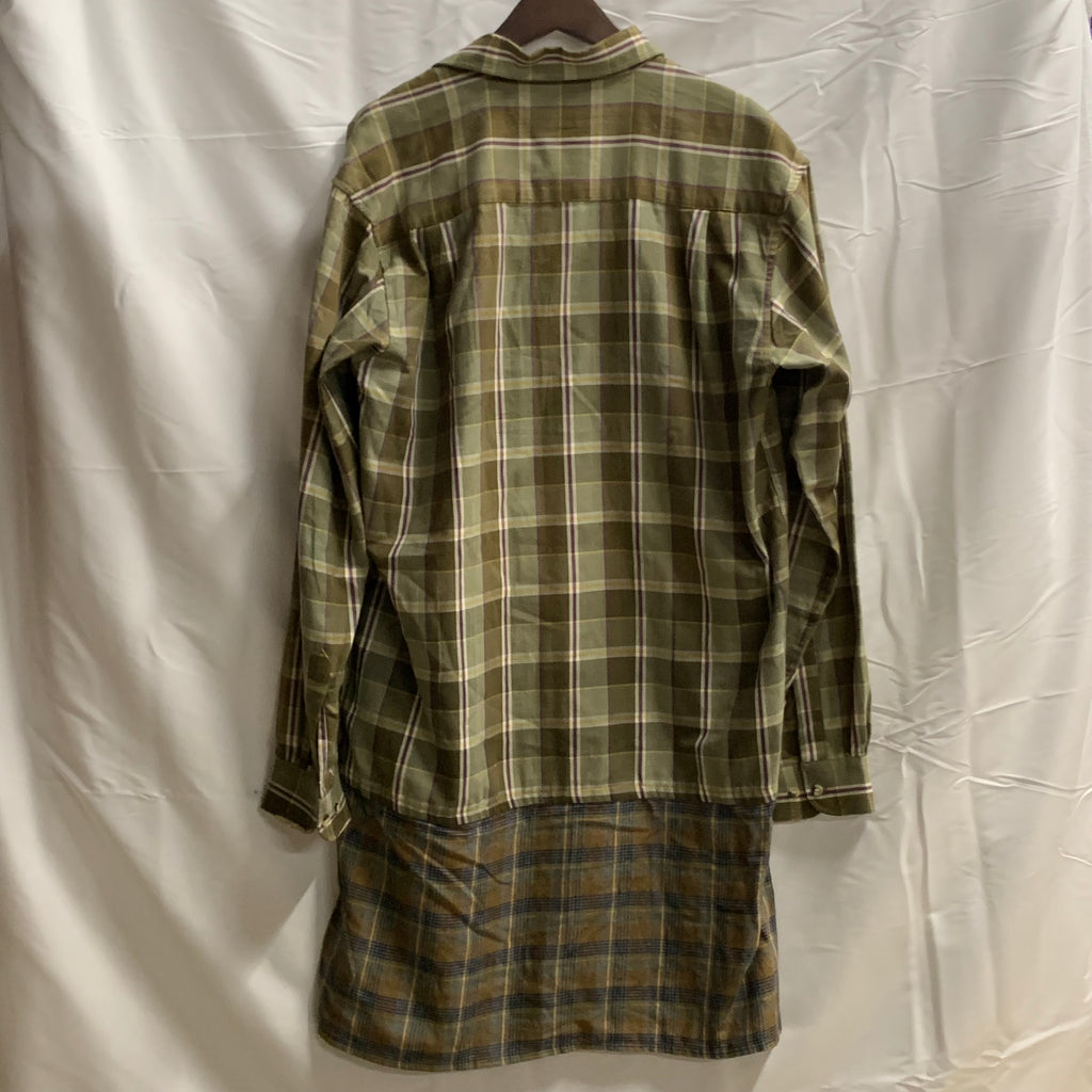 【中古】【古着】BARBE BLEUE チェック ライトジャケット オリーブ×パープル