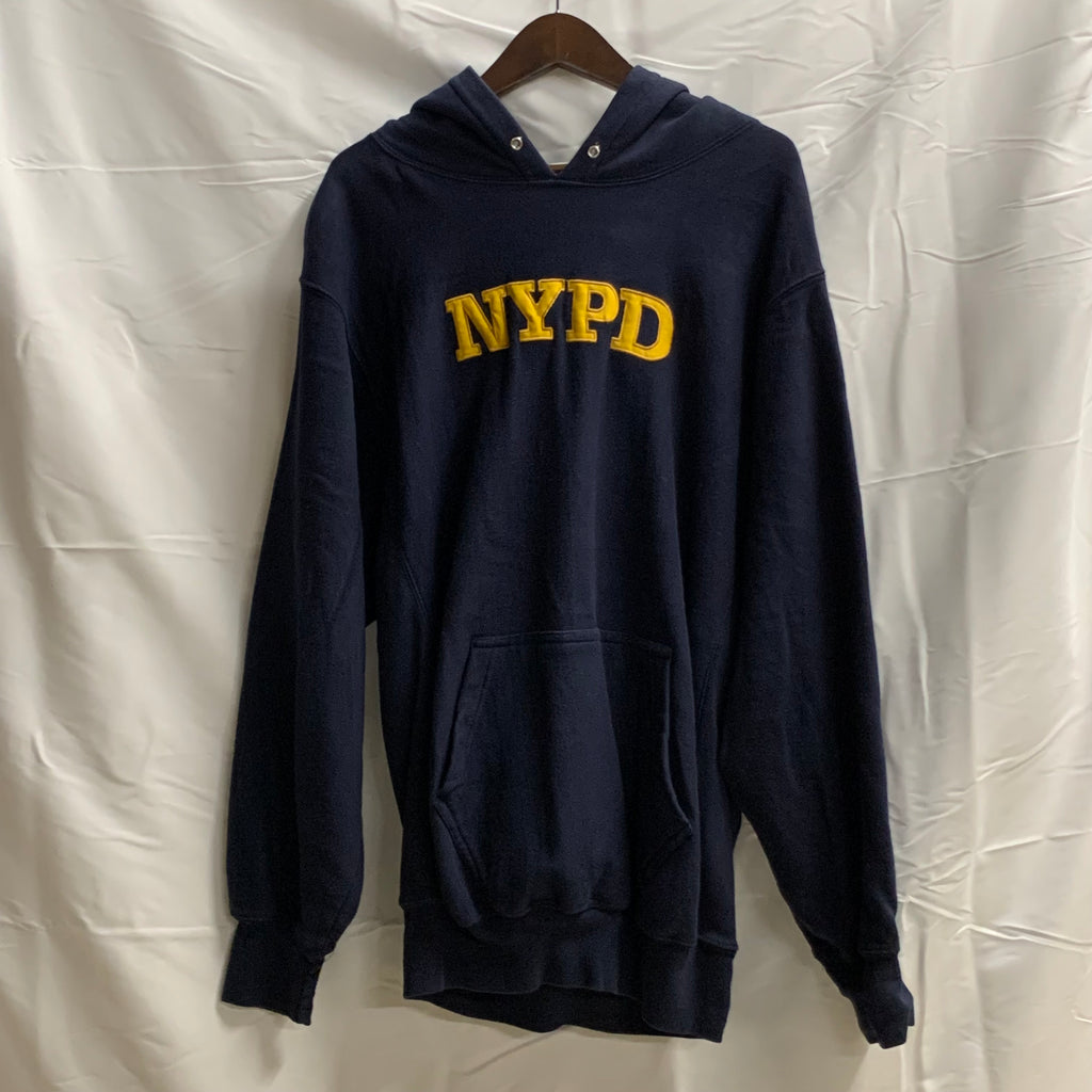 【中古】【古着】NYPD ワッペン オーバーパーカー ネイビー Ｍサイズ