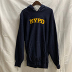 【中古】【古着】NYPD ワッペン オーバーパーカー ネイビー Ｍサイズ