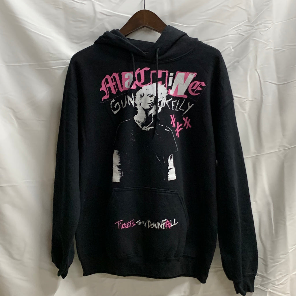 【中古】【古着】プリント パーカー ブラック Mサイズ