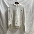 【中古】【古着】Champion ワンポイント パーカー ホワイト Lサイズ