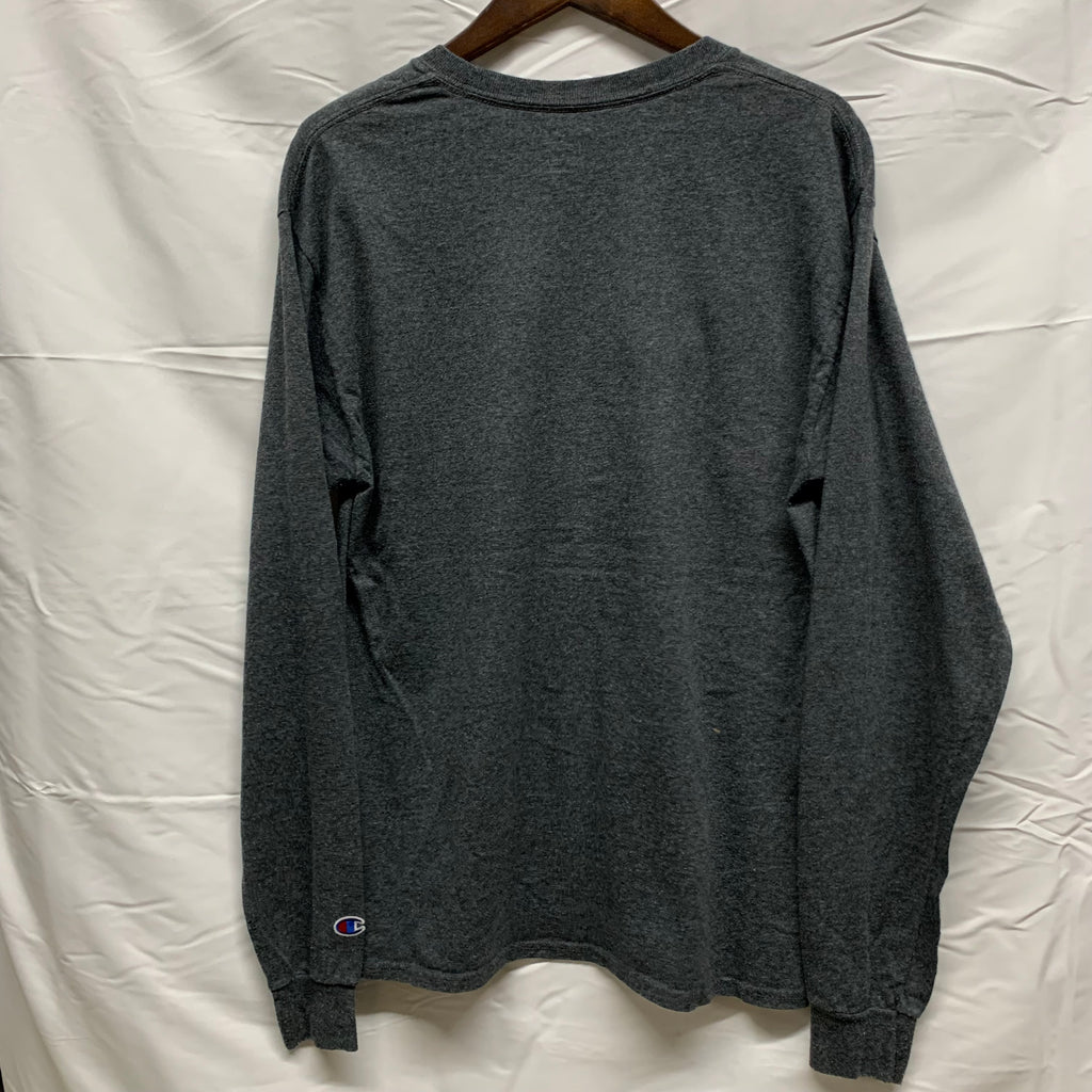 【中古】【古着】Champion ロゴ L/S カットソー グレー Mサイズ
