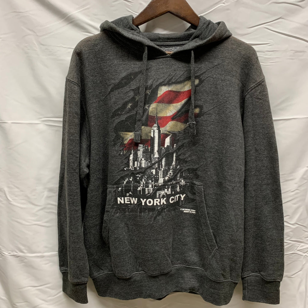 【中古】【古着】Men's Wear プリント プルオーバーパーカー グレー Sサイズ