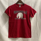 【中古】【古着】GILDAN プリント Tシャツ レッド Sサイズ