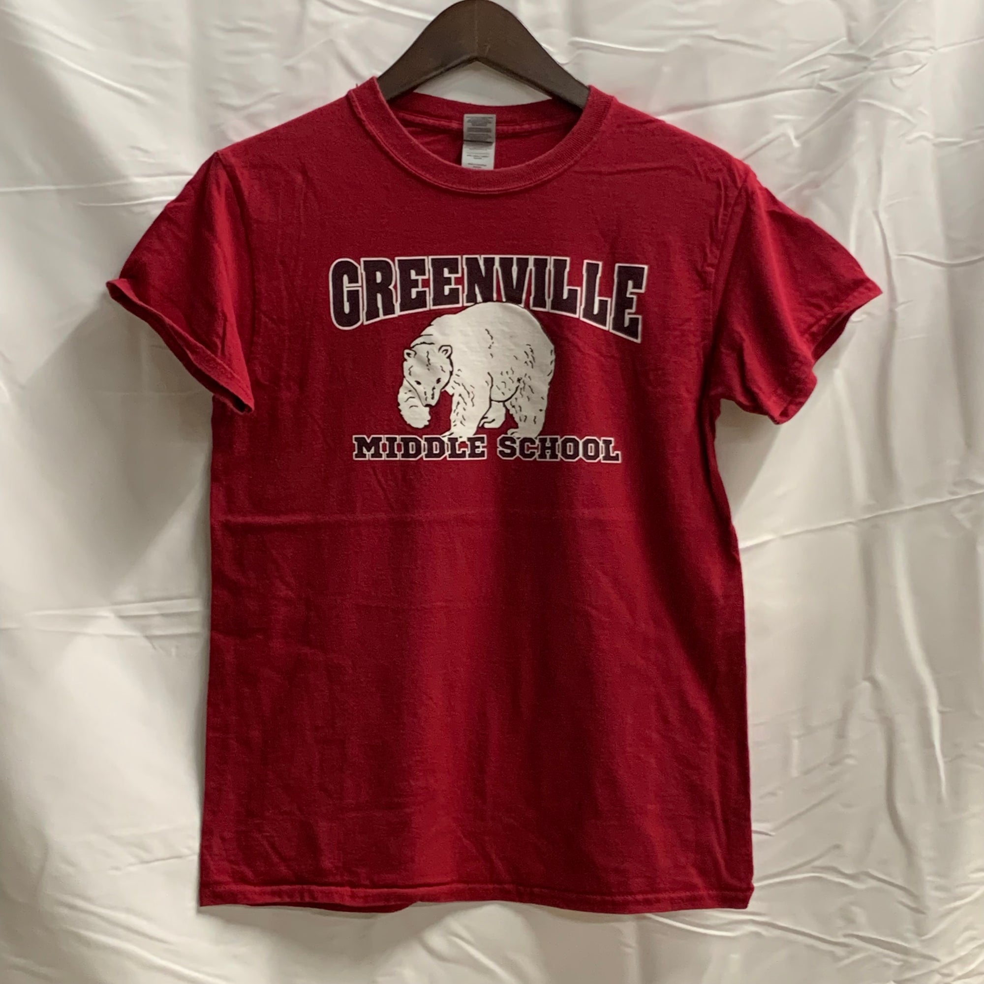 【中古】【古着】GILDAN プリント Tシャツ レッド Sサイズ