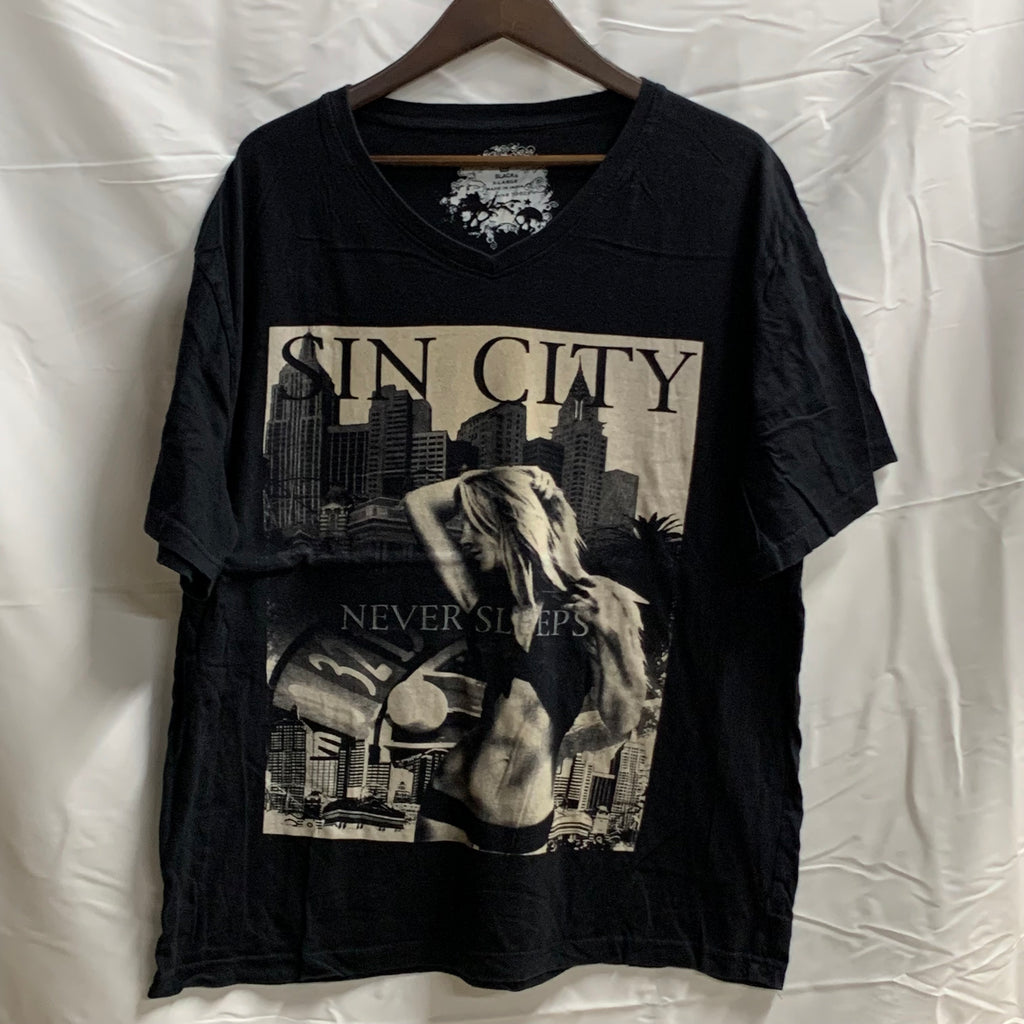 【中古】【古着】Blacks プリント Tシャツ ブラック XLサイズ