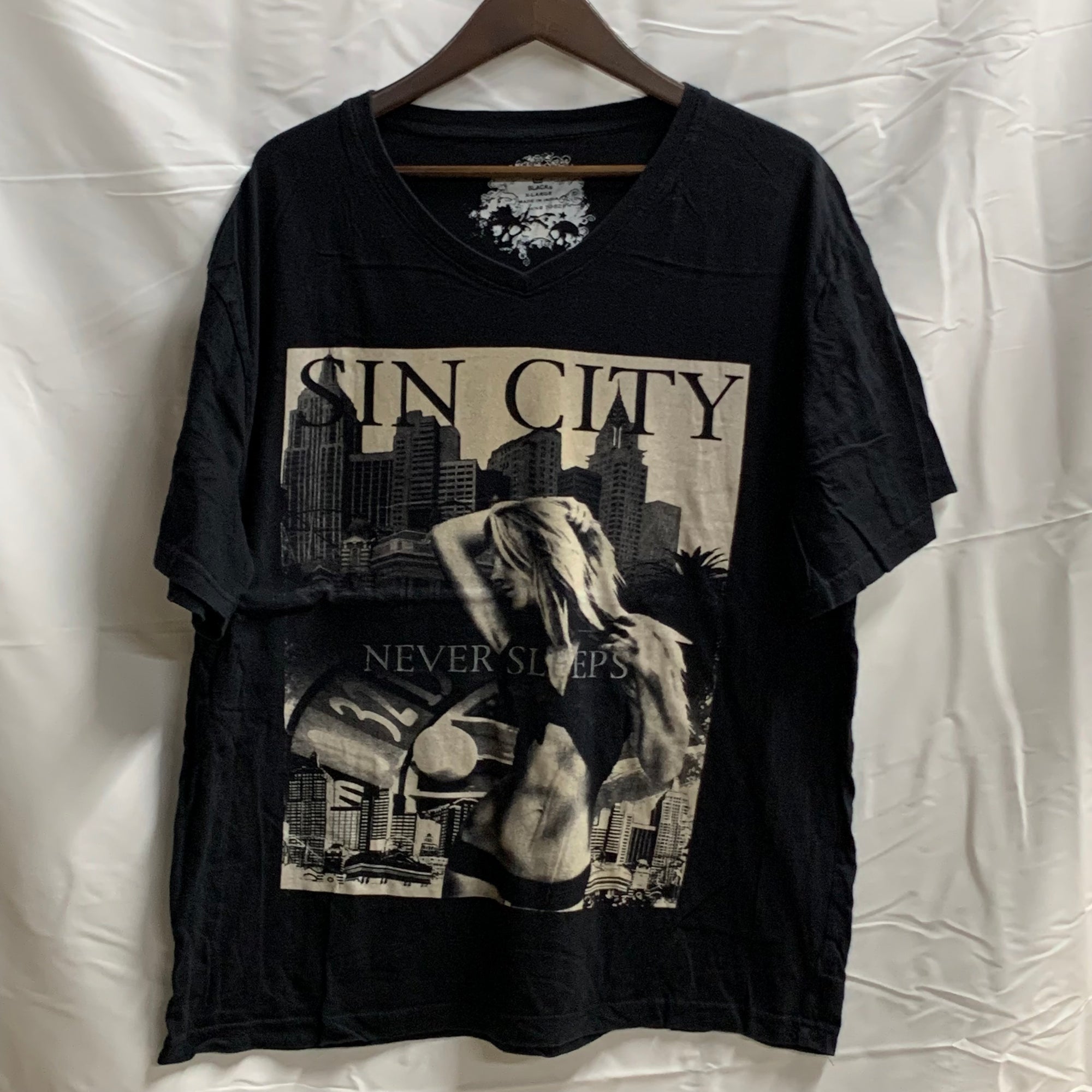 【中古】【古着】Blacks プリント Tシャツ ブラック XLサイズ