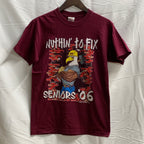 【中古】【古着】JERZEES プリント Tシャツ ボルドー Sサイズ