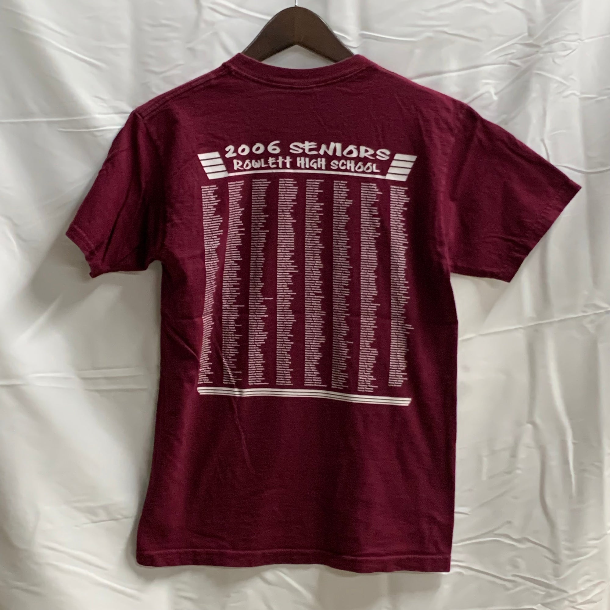 【中古】【古着】JERZEES プリント Tシャツ ボルドー Sサイズ
