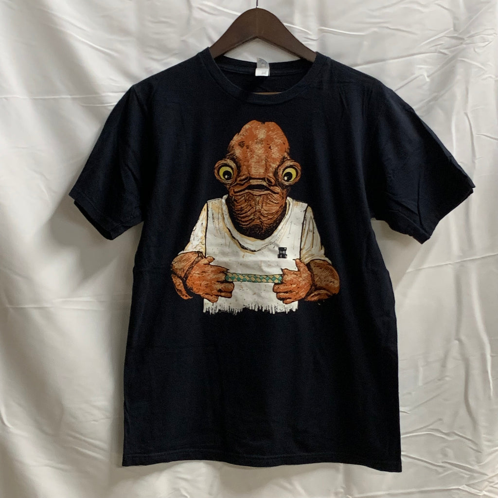 【中古】【古着】shirt.woot! プリント Tシャツ ブラック Mサイズ