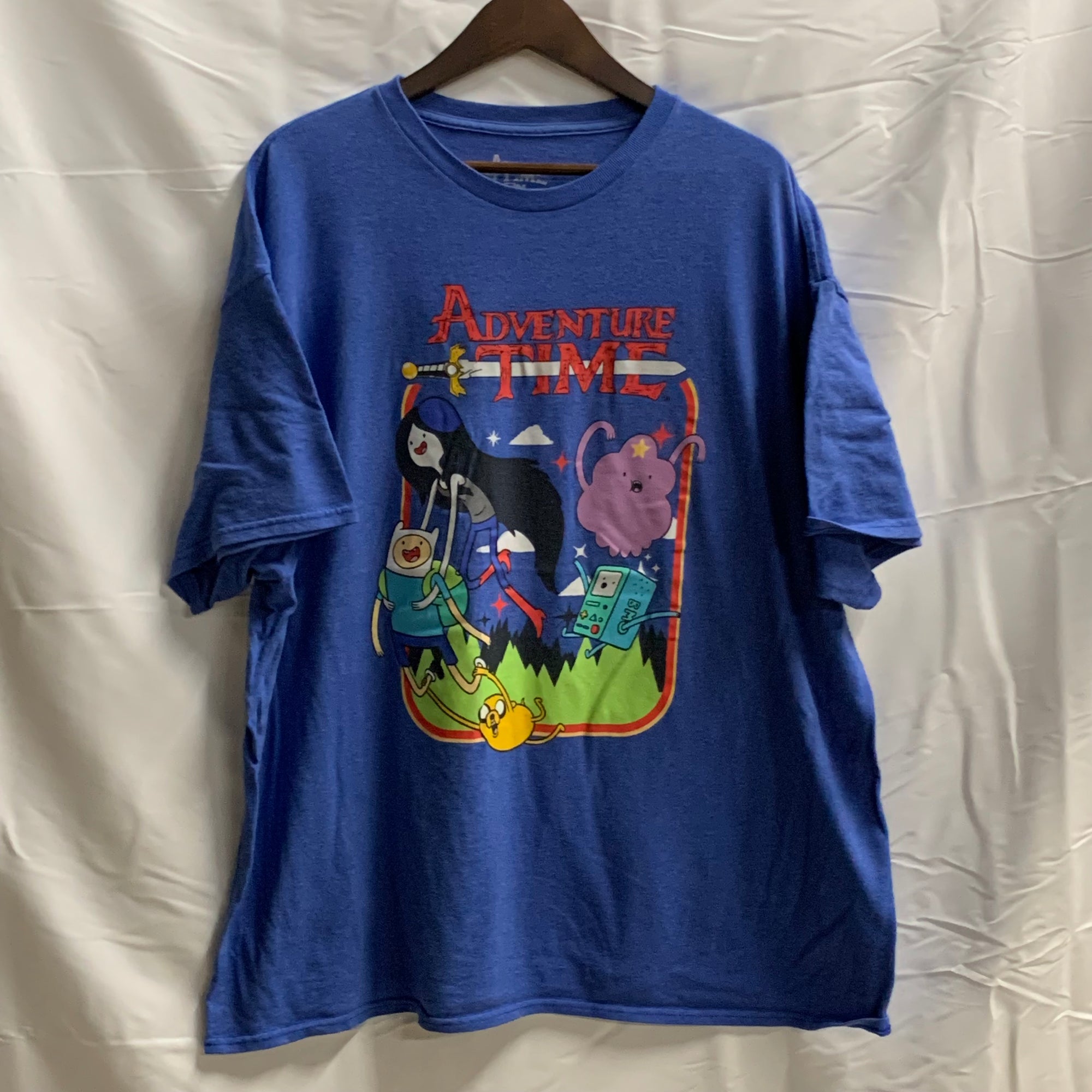 【中古】【古着】Adventure Time プリント Tシャツ ブルー XXLサイズ