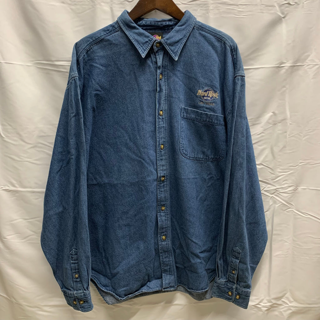 【中古】【古着】Hard Rock HOTEL ワンポイント L/S カットソー インディゴ XLサイズ
