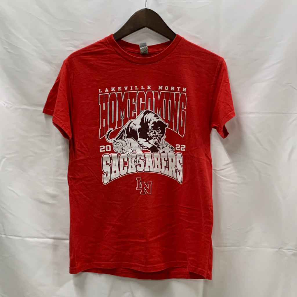 【中古】【古着】GILDAN プリント Tシャツ レッド Sサイズ