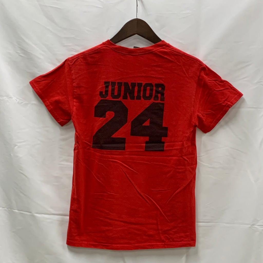 【中古】【古着】GILDAN プリント Tシャツ レッド Sサイズ