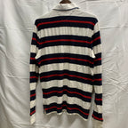 【中古】【古着】TOMMY HILFIGER ボーダー L/S ラガーシャツ ネイビー×ホワイト×レッド Mサイズ
