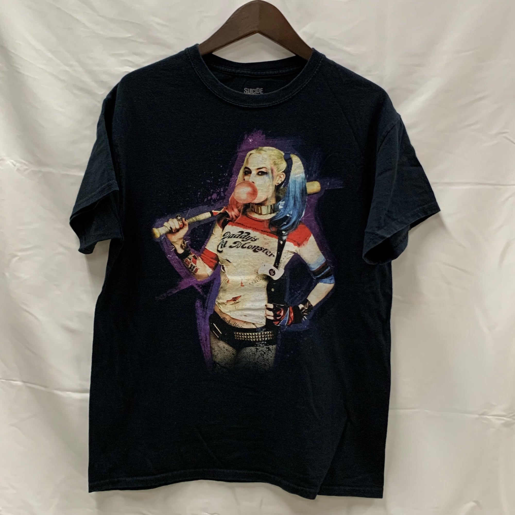 【中古】【古着】前面プリント Tシャツ ブラック Mサイズ