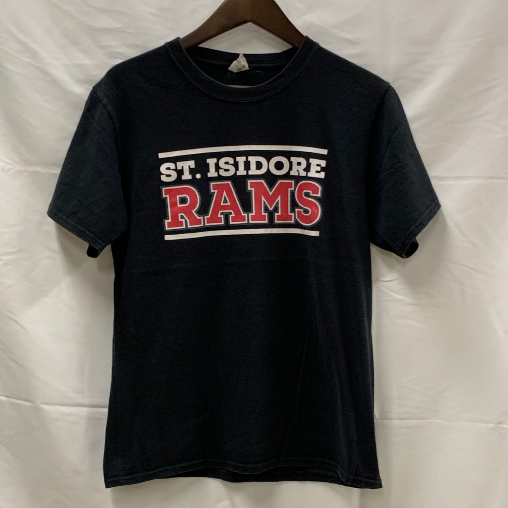 【中古】【古着】 前面プリント Tシャツ ブラック×ホワイト×レッド S/Pサイズ