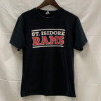 【中古】【古着】 前面プリント Tシャツ ブラック×ホワイト×レッド S/Pサイズ