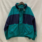 【中古】【古着】London Fog 柄 ライトジャケット グリーン×ネイビー XLサイズ