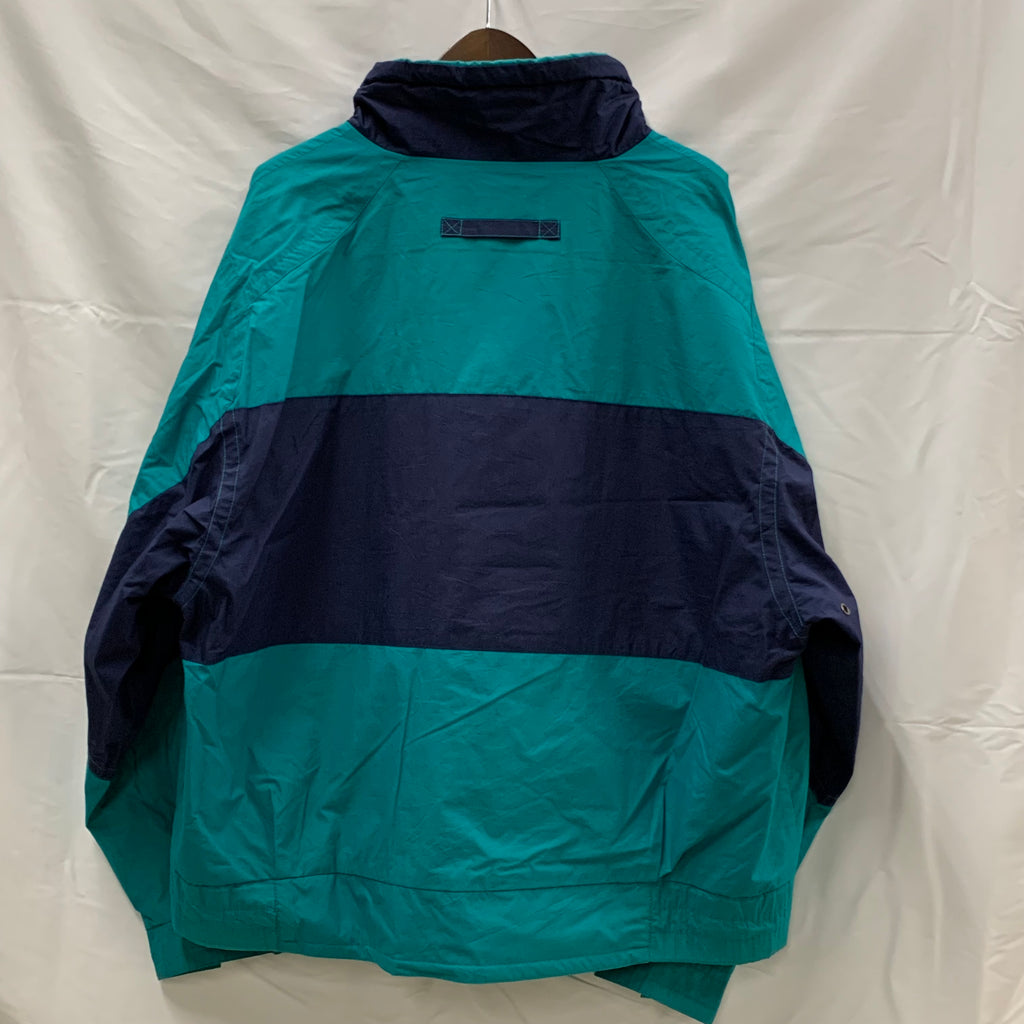 【中古】【古着】London Fog 柄 ライトジャケット グリーン×ネイビー XLサイズ