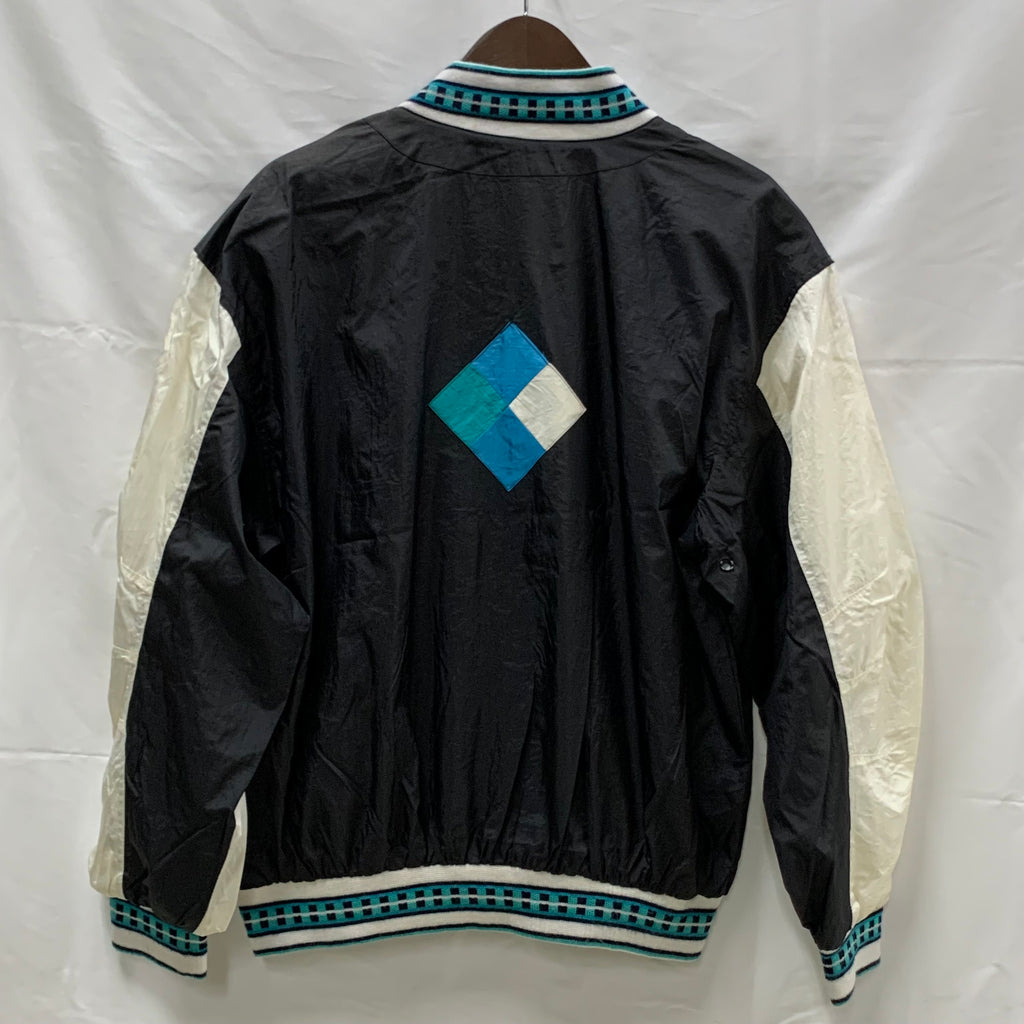 【中古】【古着】 無地 ライトジャケット ブラック×ホワイト×グリーン Lサイズ