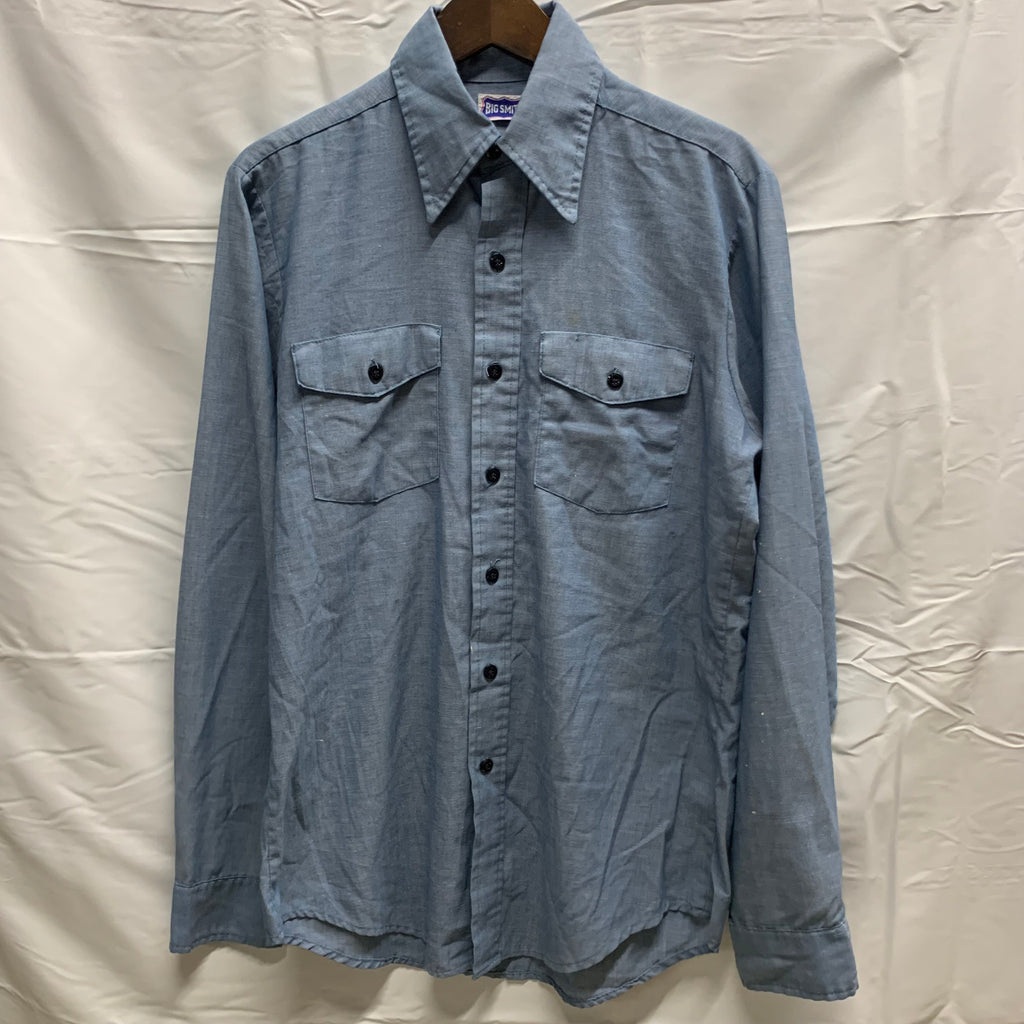 【中古】【古着】BIG SMITH 無地 L/S シャツ ブルー
