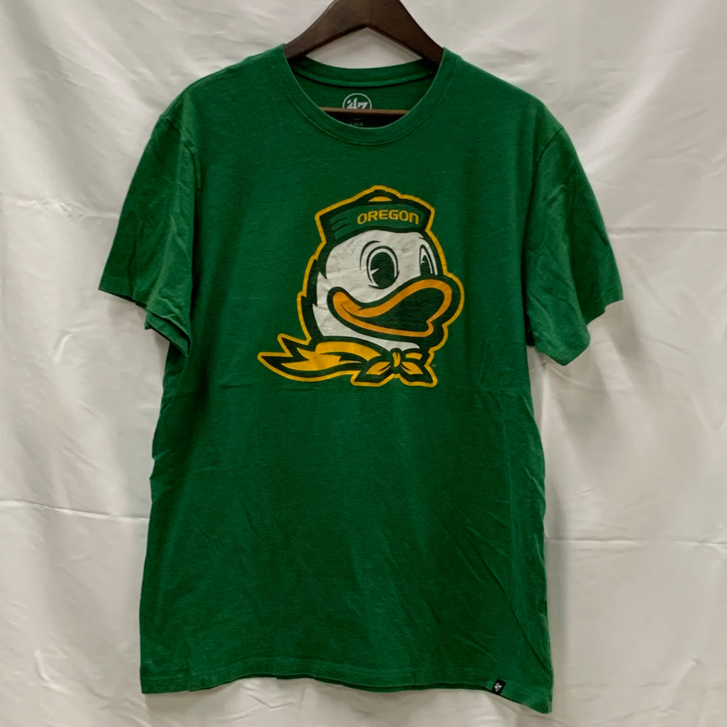 【中古】【古着】47(フォーティーセブン) 前面プリント Tシャツ グリーン Lサイズ