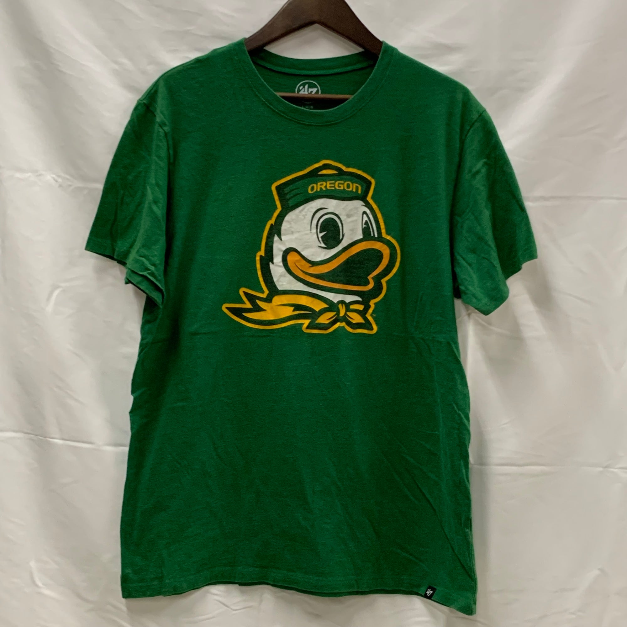 【中古】【古着】47(フォーティーセブン) 前面プリント Tシャツ グリーン Lサイズ