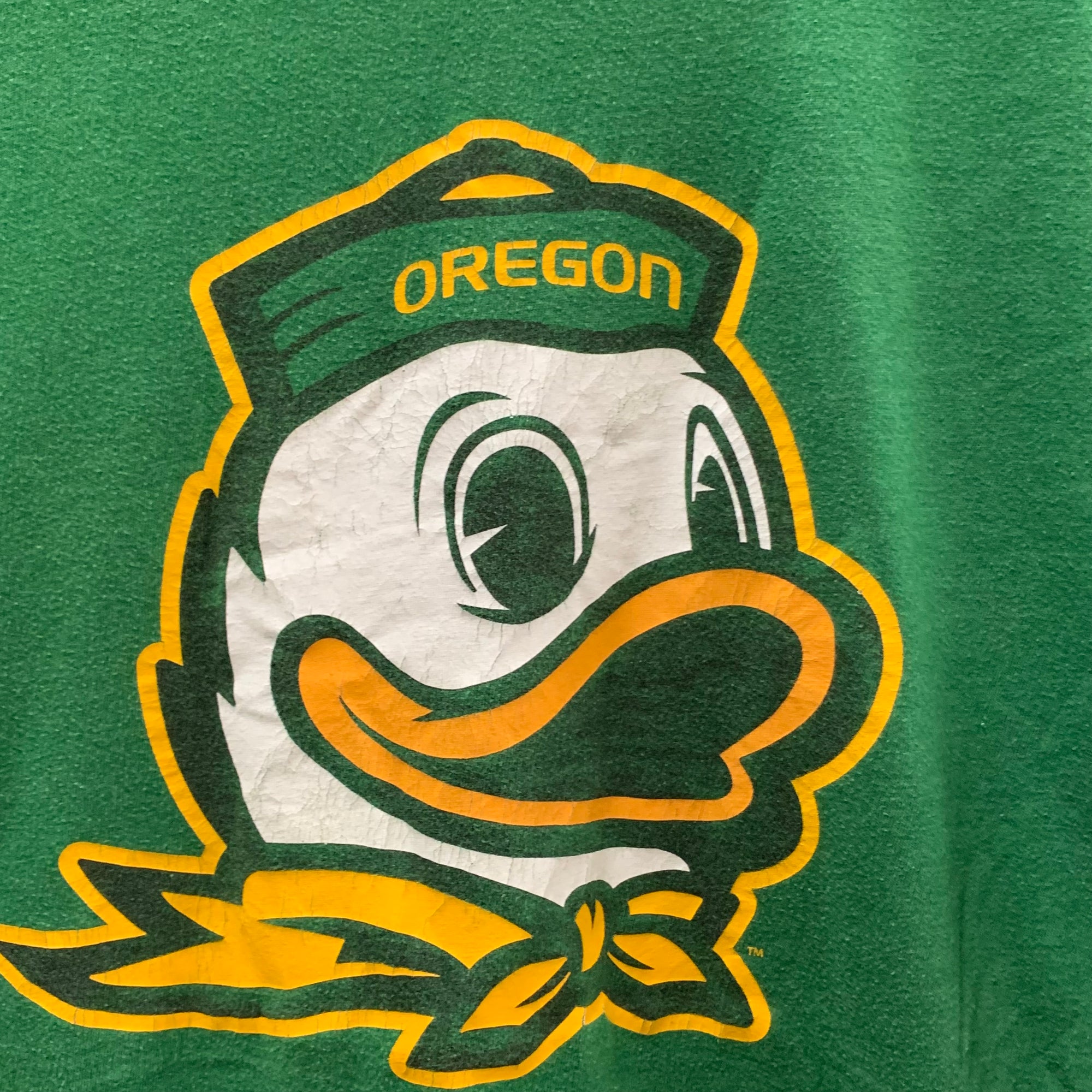 【中古】【古着】47(フォーティーセブン) 前面プリント Tシャツ グリーン Lサイズ