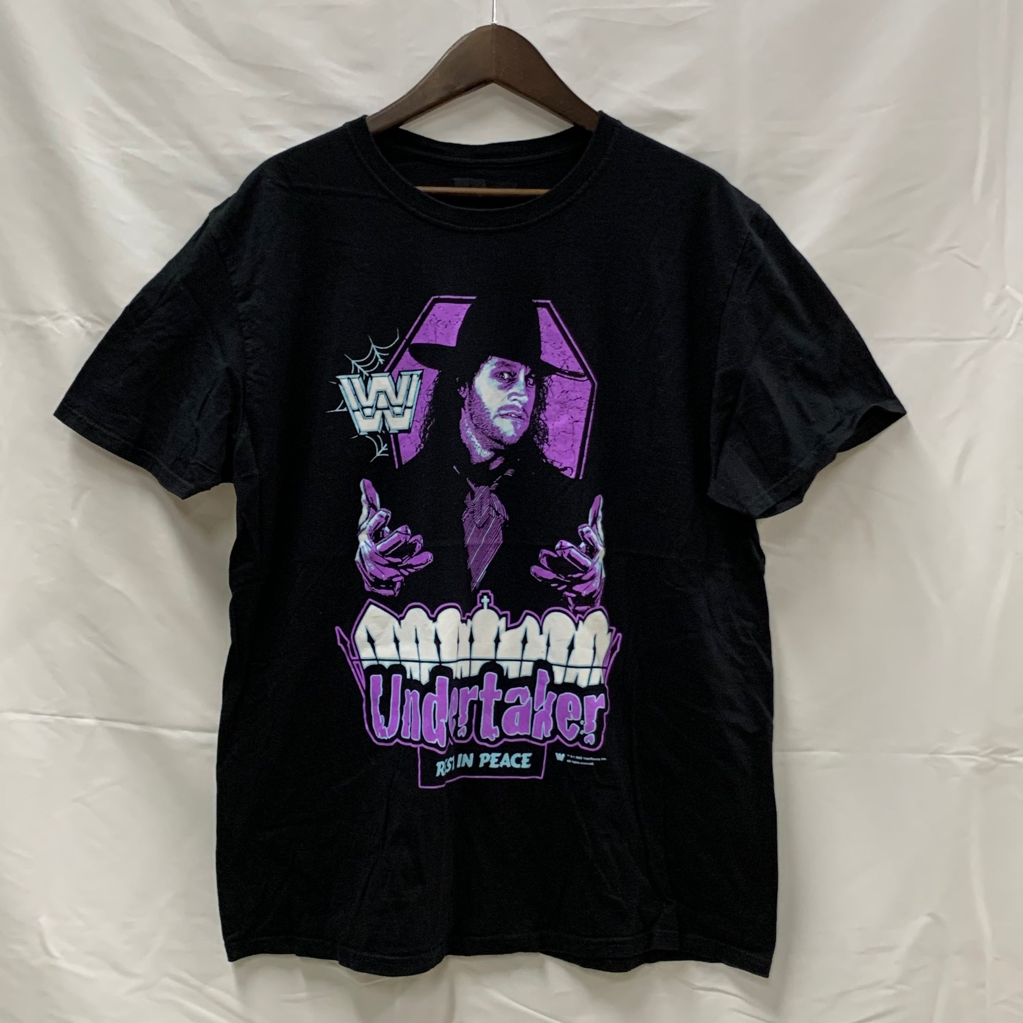 【中古】【古着】 前面プリント Tシャツ ブラック XLサイズ