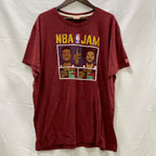 【中古】【古着】 前面プリント Tシャツ ボルドー×イエロー×レッド XLサイズ
