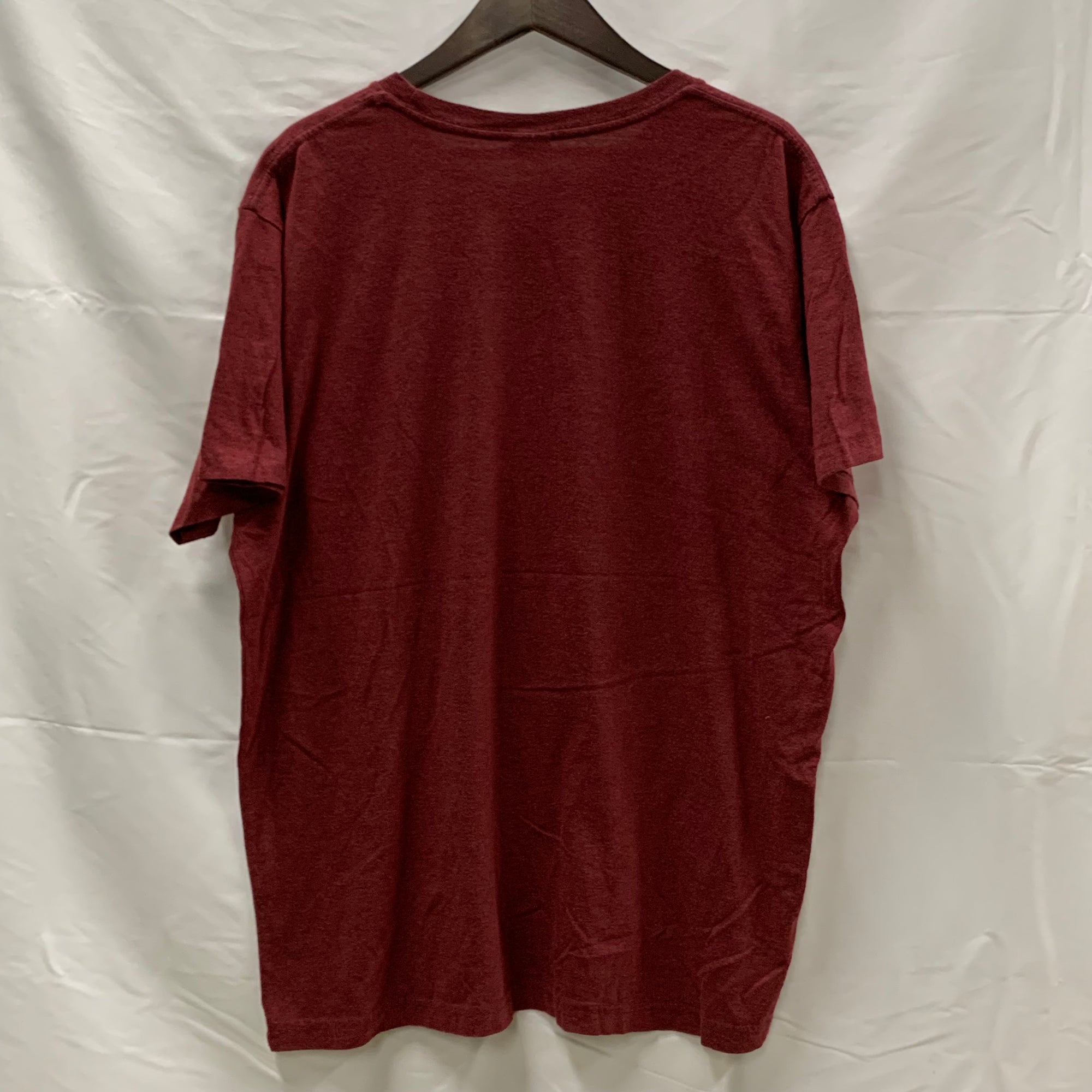 【中古】【古着】 前面プリント Tシャツ ボルドー×イエロー×レッド XLサイズ