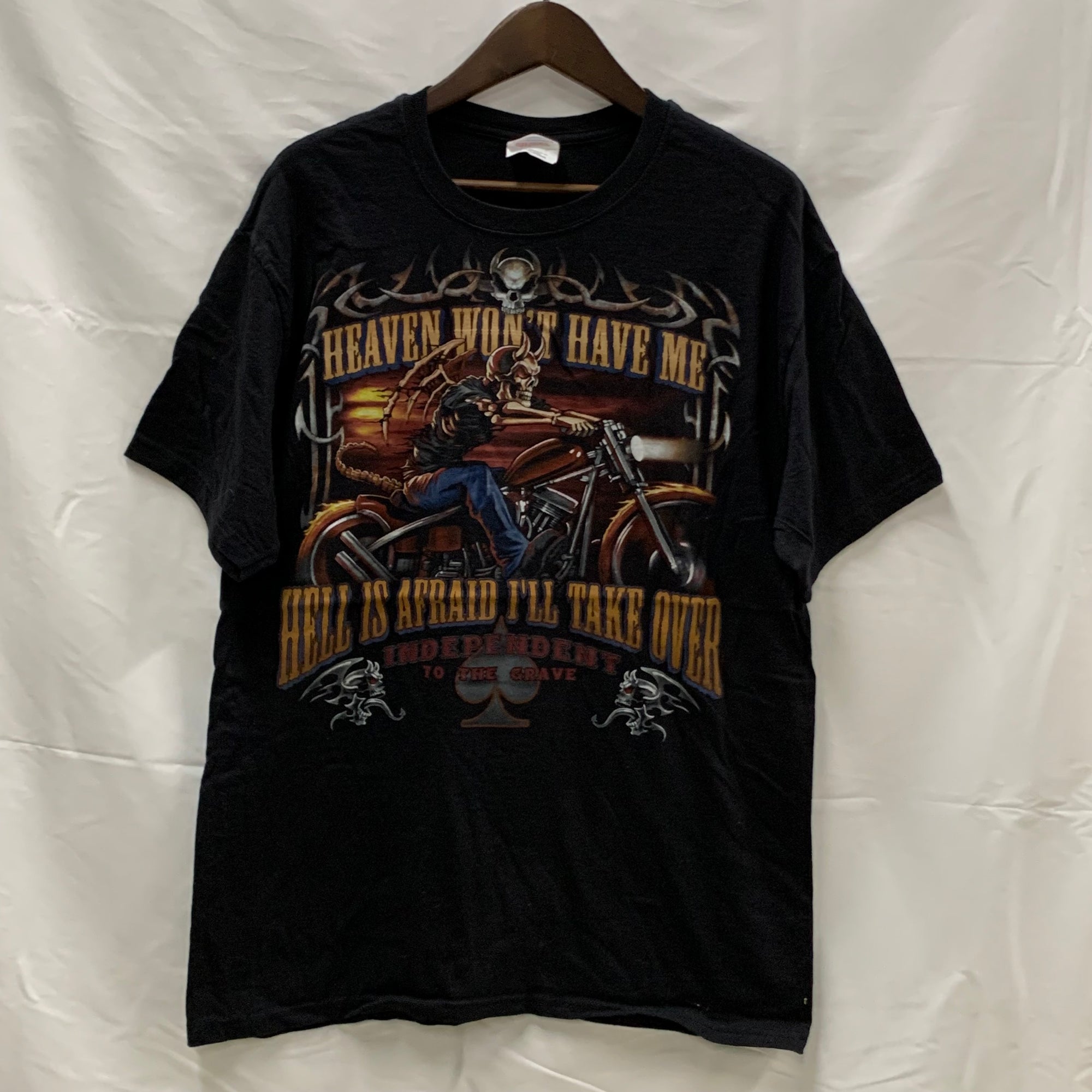 【中古】【古着】Hanes 前面プリント Tシャツ ブラック