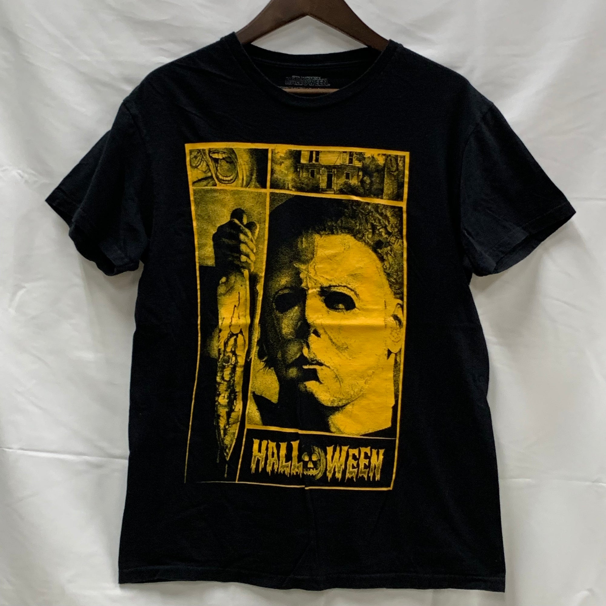 【中古】【古着】 プリント Tシャツ ブラック×イエロー Mサイズ