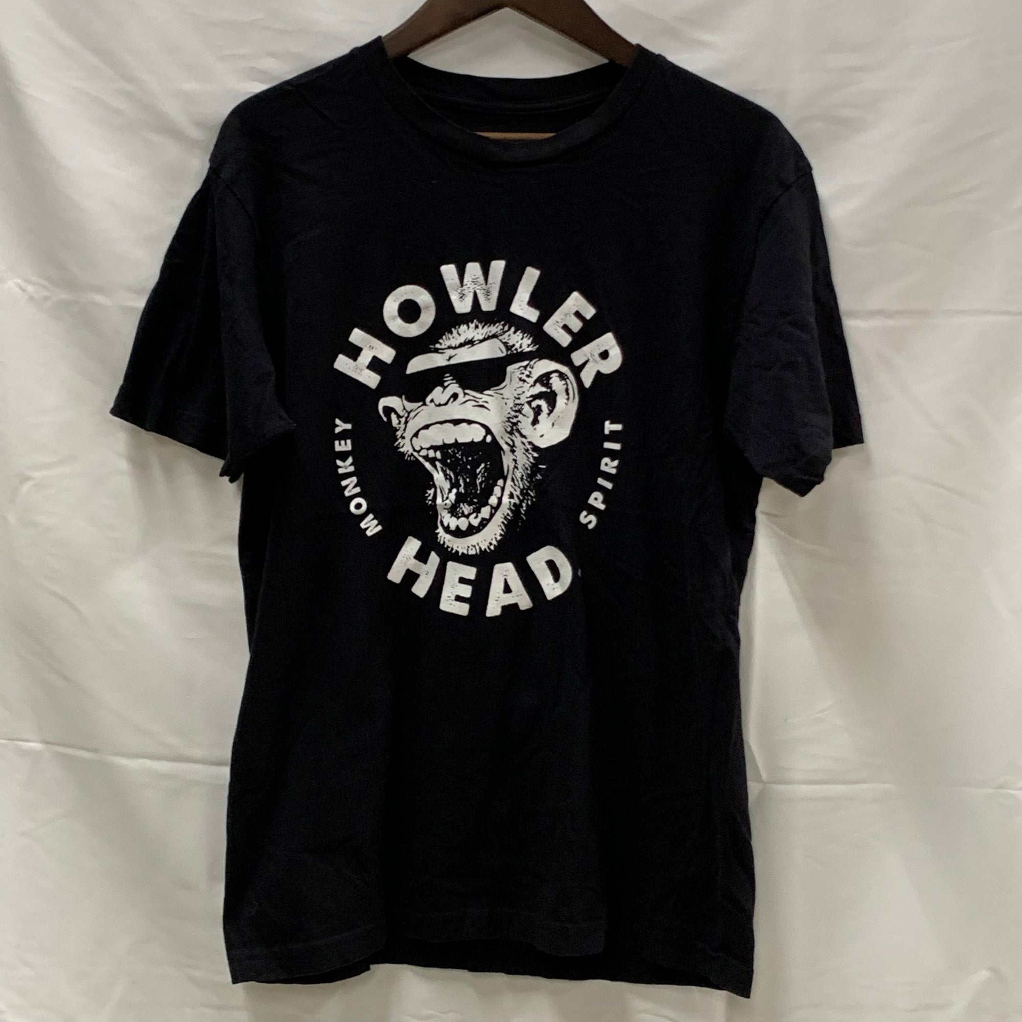 【中古】【古着】 プリント Tシャツ ブラック×ホワイト Mサイズ