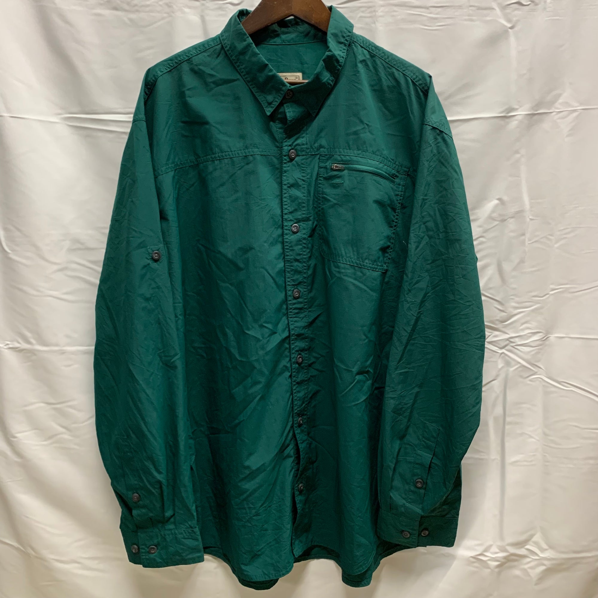 【中古】【古着】L.L.Bean 無地 L/S シャツ グリーン XXLサイズ