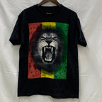 【中古】【古着】 プリント Tシャツ ブラック×ホワイト×イエロー Lサイズ