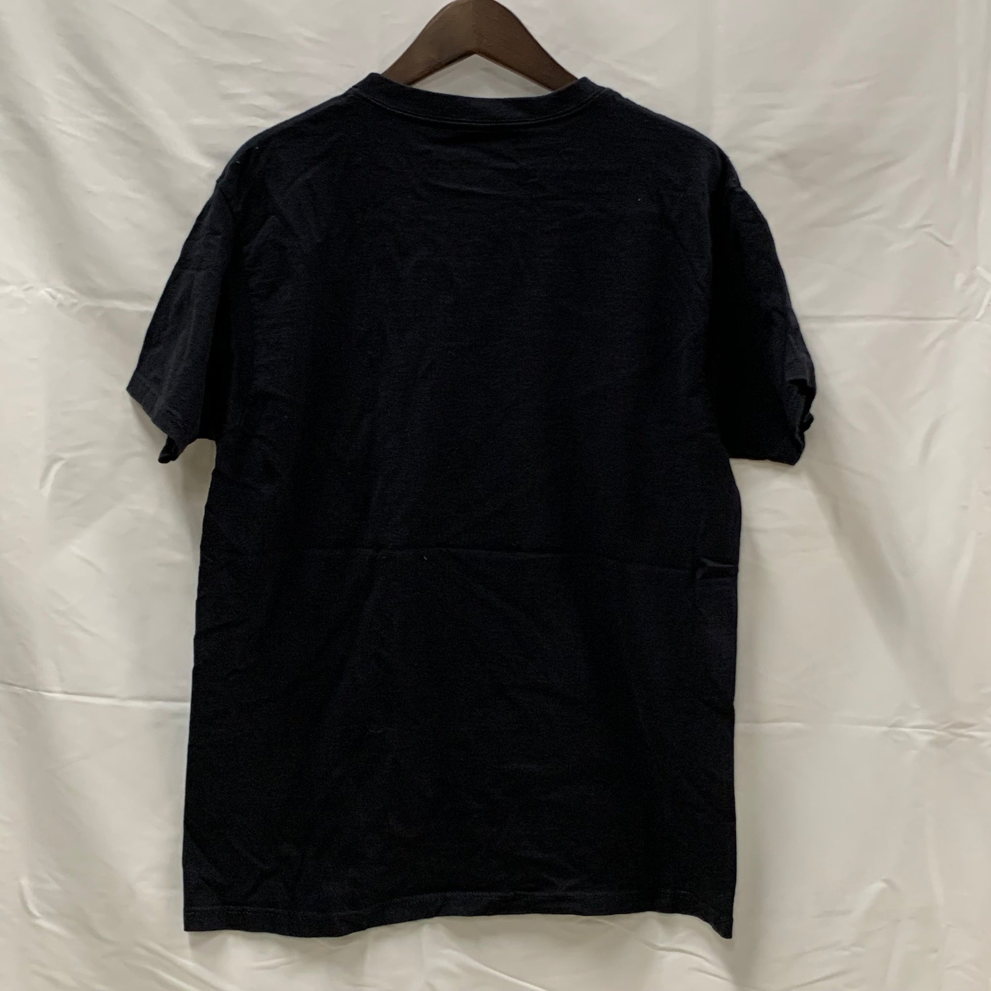 【中古】【古着】 プリント Tシャツ ブラック×ホワイト×イエロー Lサイズ