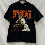 【中古】【古着】PORT & COMPANY プリント Tシャツ ブラック×オレンジ×ホワイト Mサイズ