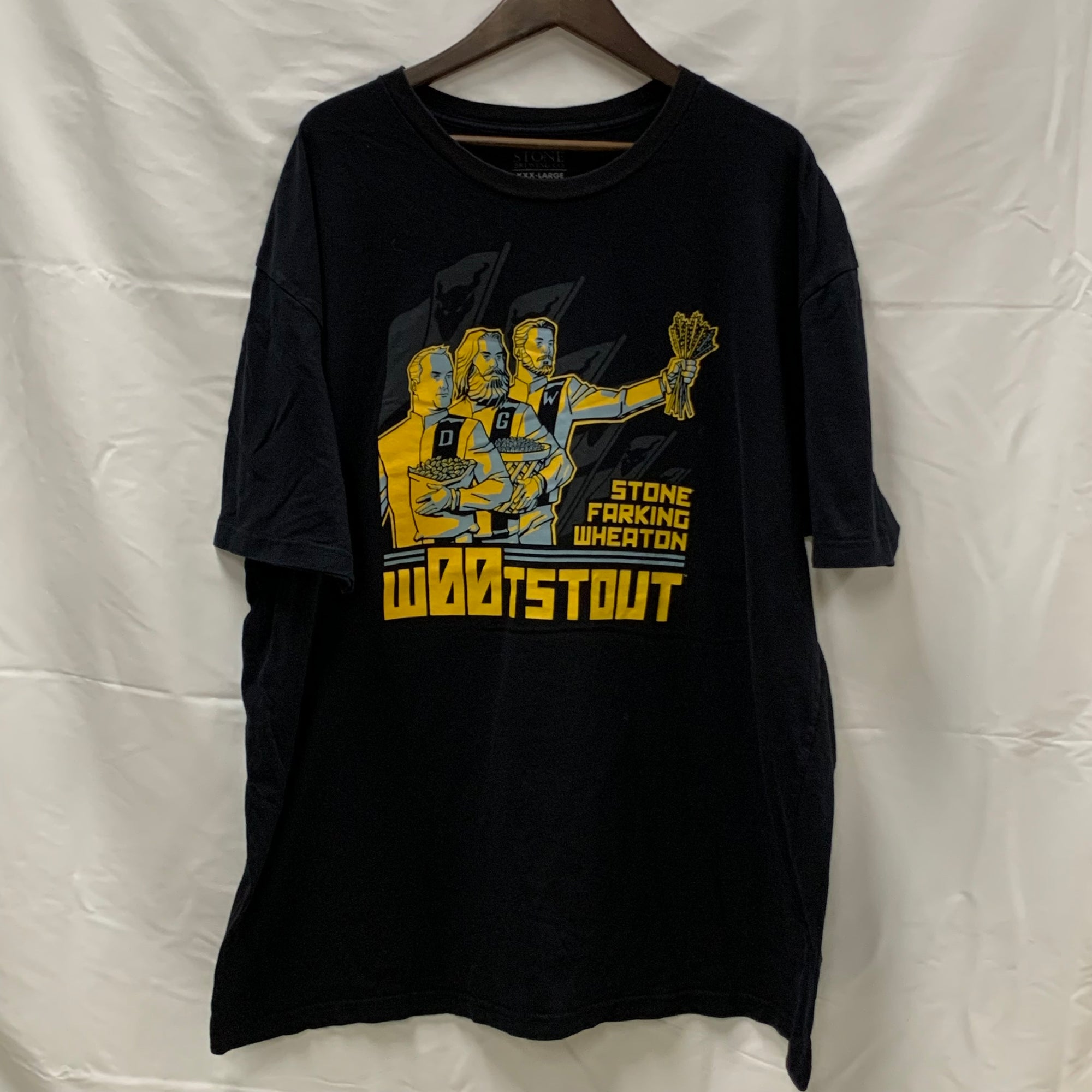 【中古】【古着】Stone Brewing Co プリント Tシャツ ブラック×イエロー 3XLサイズ