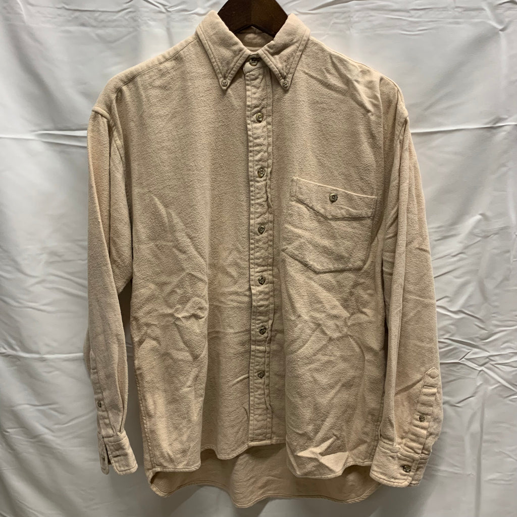 【中古】【古着】TODAY'S MAN 無地 ネルシャツ アイボリー Sサイズ