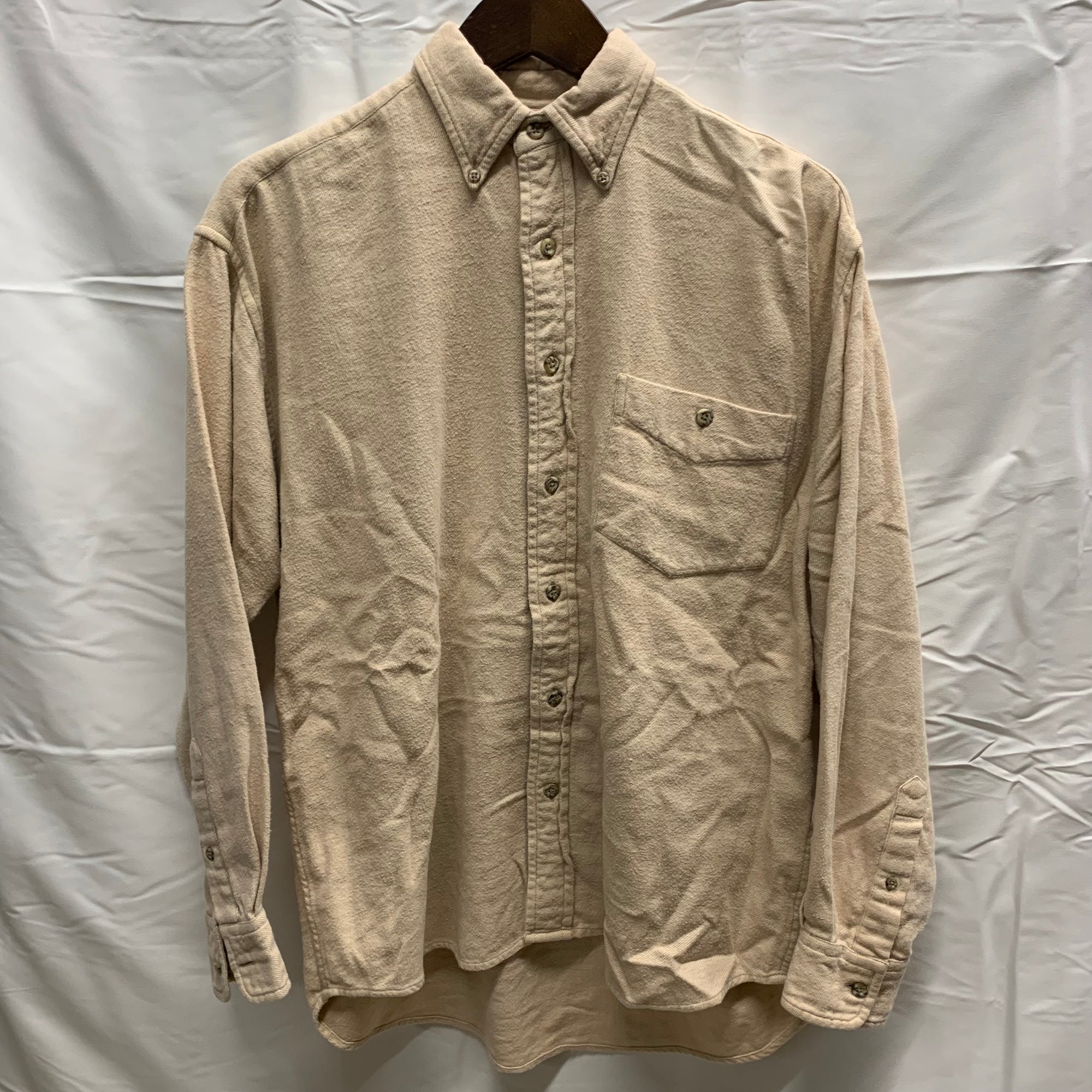 【中古】【古着】TODAY'S MAN 無地 ネルシャツ アイボリー Sサイズ