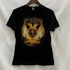 【中古】【古着】 プリント Tシャツ ブラック×オレンジ Mサイズ