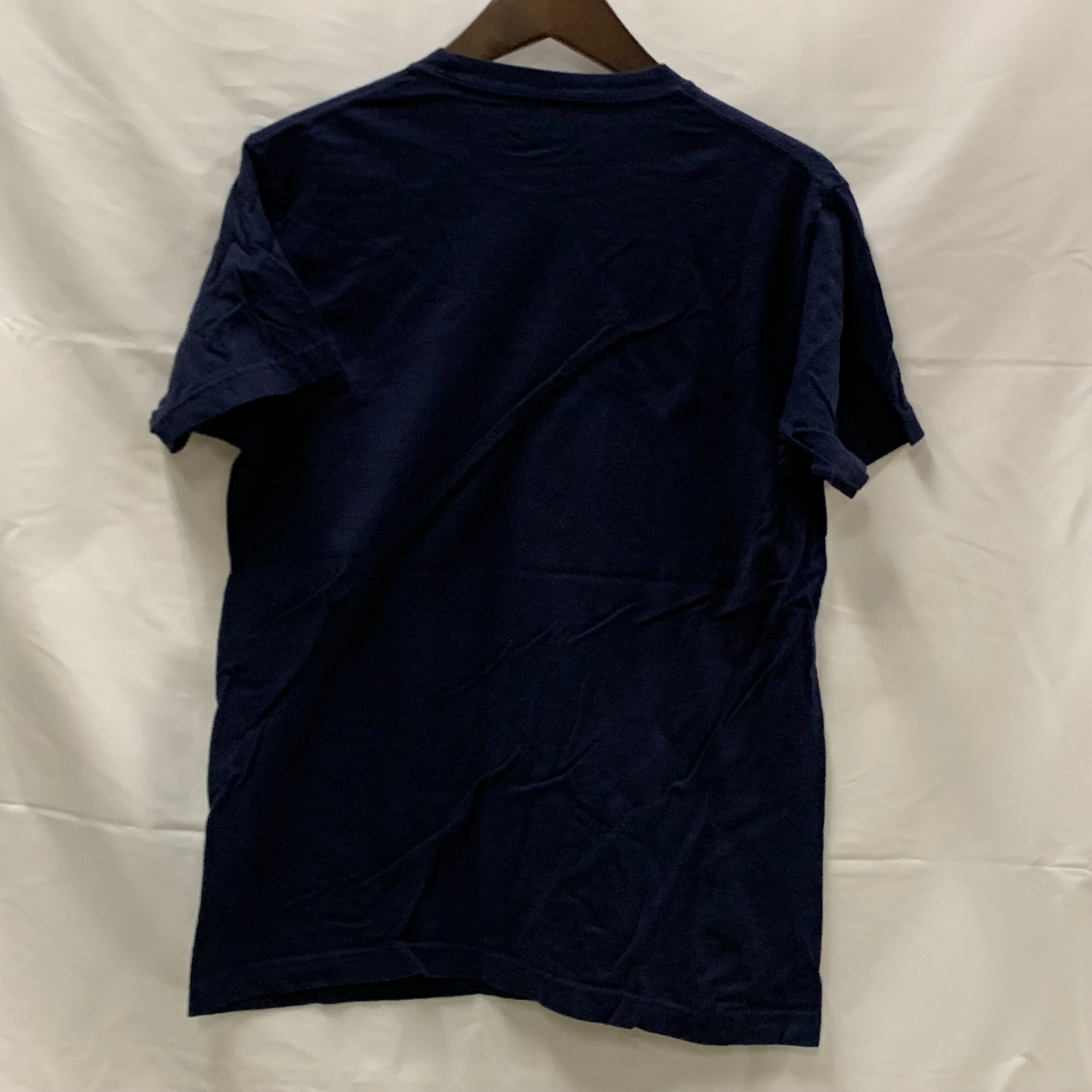 【中古】【古着】プリント Tシャツ ネイビー×イエロー×ホワイト Mサイズ